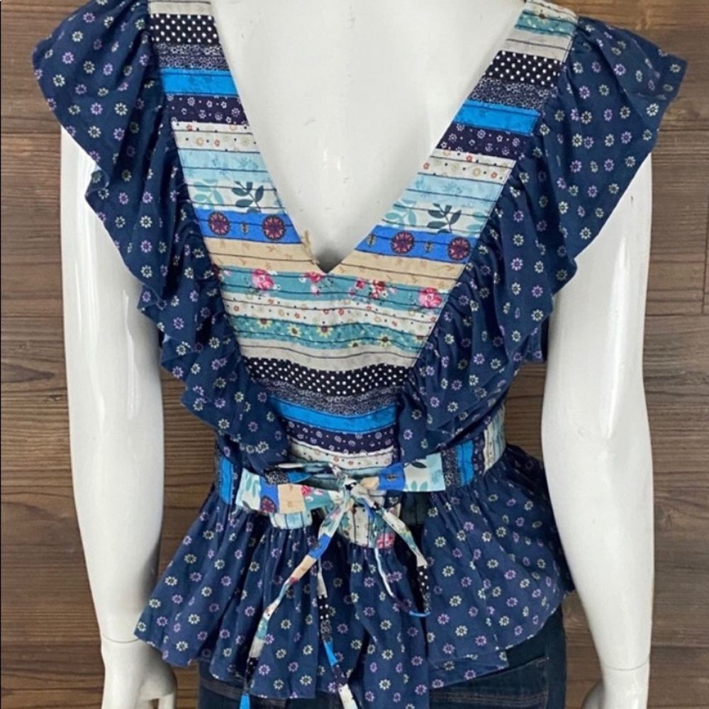 NWT Let Me Be Ruffled Patchwork Top - Picture 7 of 8